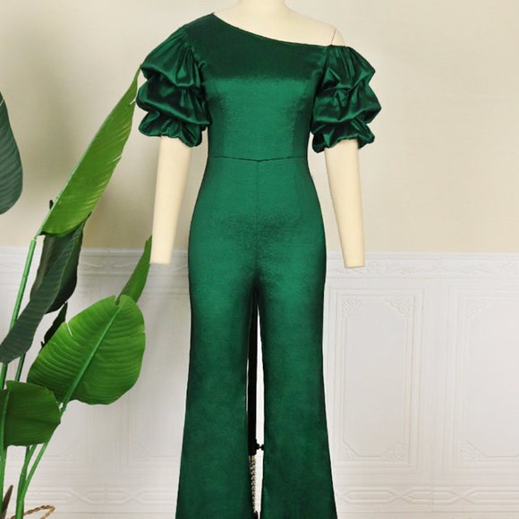 Solid Shiny Slim Elegant Summer Fashion Jumpsuit - Picture 3 of 6